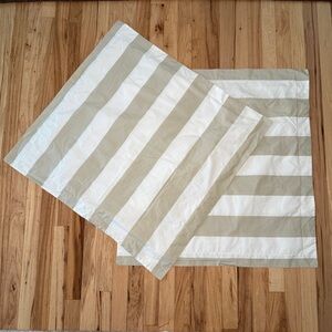 Pottery Barn Wide Stripe 100% Cotton Pillow Cover Euro Sham Set of 2